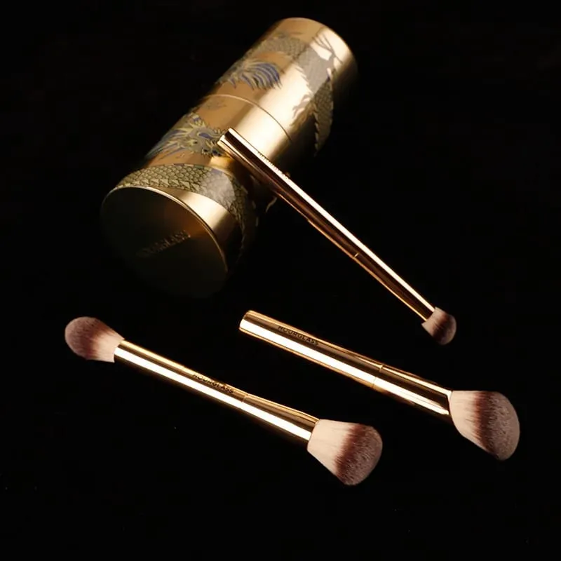 3pcs/set Hourglass Makeup brushes Powder Foundation Blush Concealer Make up brush with Dragon cosmetic bucket Storage box
