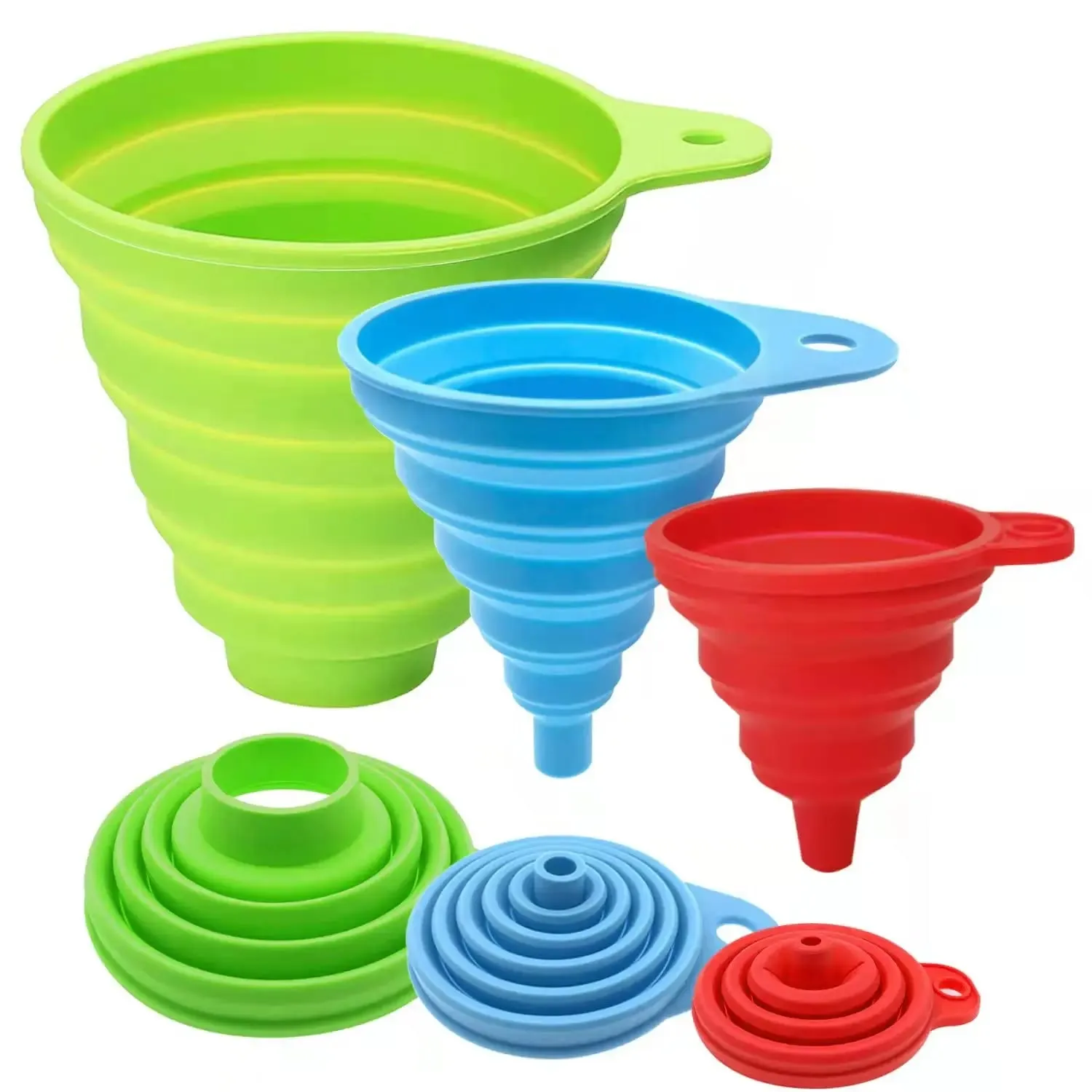 Silikonové nálevky pro kuchyňské použití Plnící láhve Přenos tekutého prášku (3 ks) 1 mini/1 malý/1 široký set nálevky