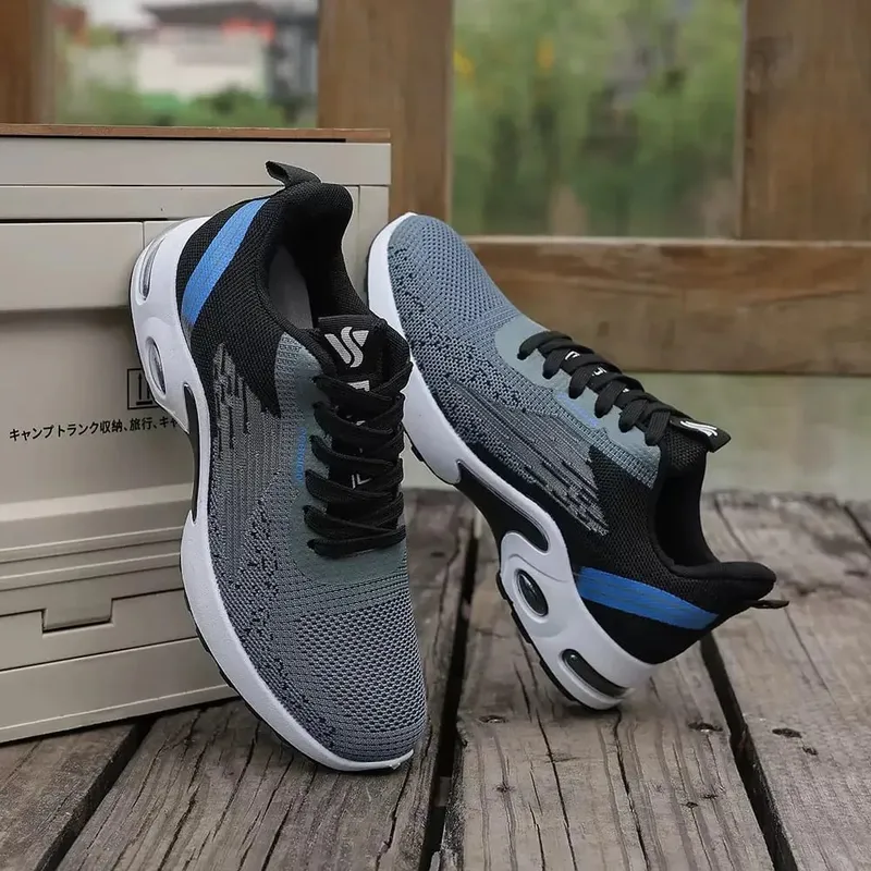 Men's Breathable Lace-Up Running Shoes Fei-Woven Mesh Casual Shoes Comfortable Air-Cushioned Men's Shoes Free Shipping Shoe