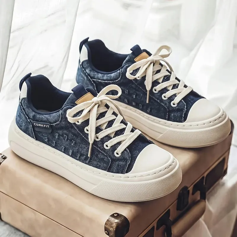 PersonalizedSpringandAutumnNewMensShoesKoreanStyleFashionableLargeSizeLowTopCasualShoes Denim Single ShoesVersatile Sneakers