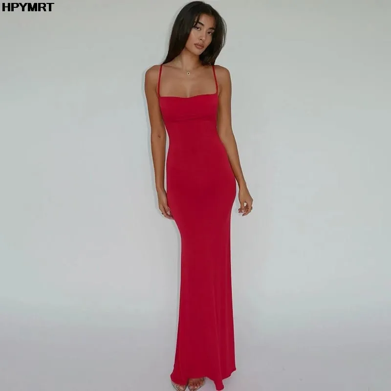 2025 Fashion casual New Summer Sexy Sling Party Dress Solid color Long Ladies Dresses Evening Dresses Female Clothing