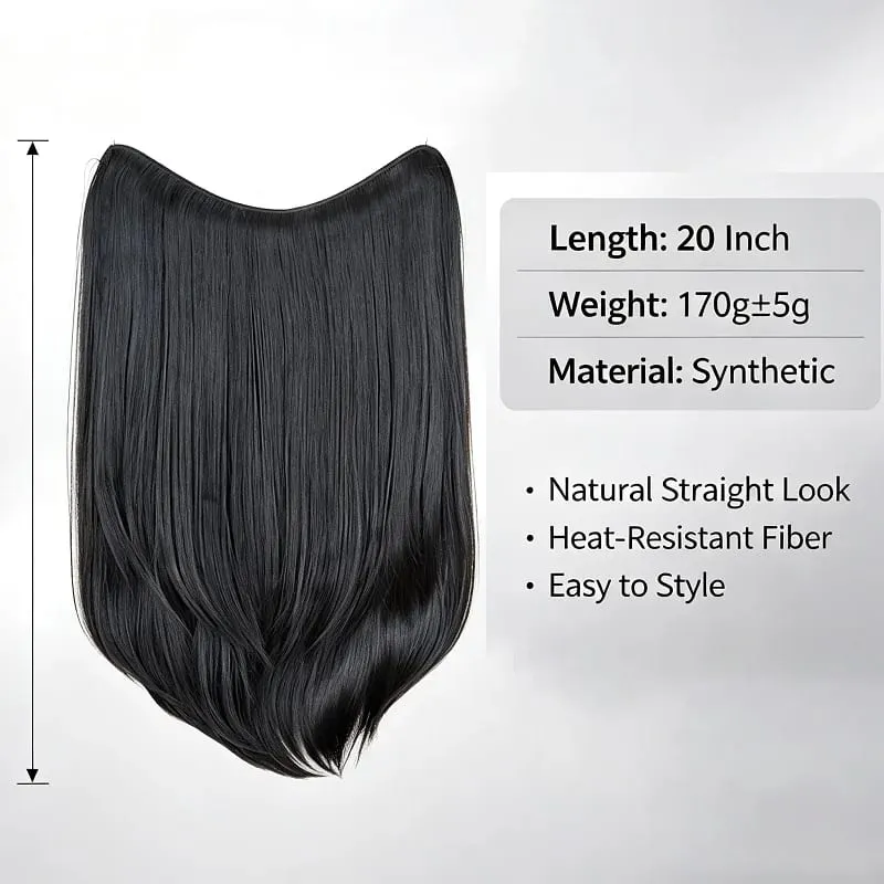 20Inch Synthetic Layered Clip In Hair Extensions Long Straight High Temp Fiber Hair Extension for Women Increase Hair Volume