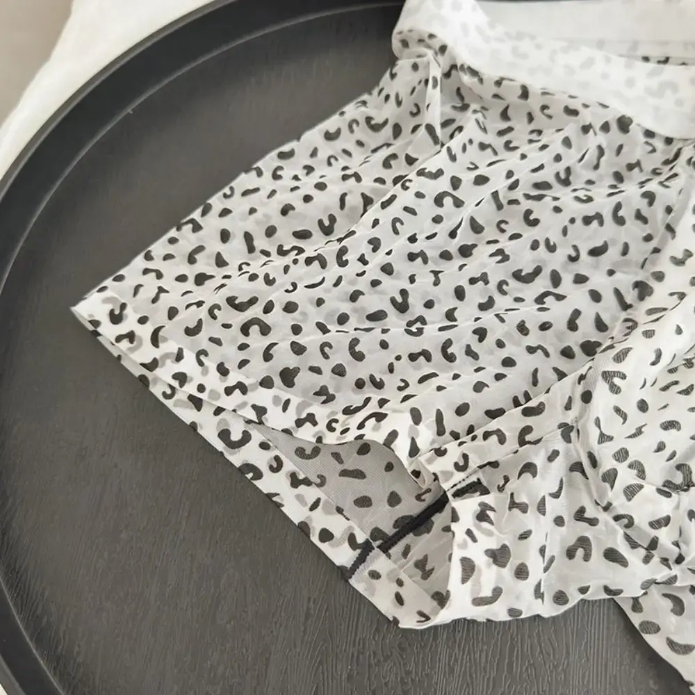 Fashion Manipis na Ice Silk Boxer Briefs na See Through Stripe Leopard Print Boxers Nakakahinga ng Seamless Cool Feeling Underpants Araw-araw