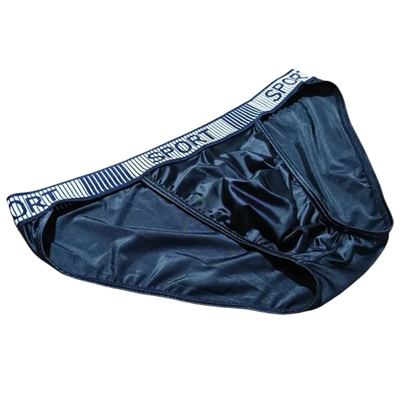 Herren-Slip mit hoher Gabel, mittlere Taille, elastisch, atmungsaktiv, U-konvexe Unterhose, Eisseide, Herrenunterwäsche, eng anliegende, seidige Shorts