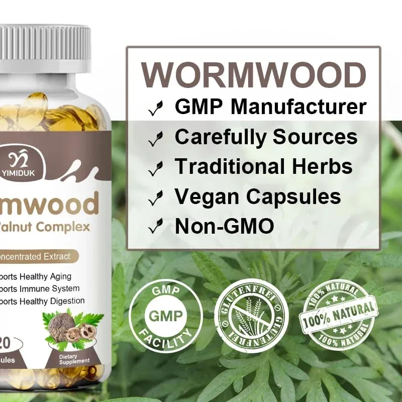Premium Wormwood Cleanse Supplement with Black Walnut Clove & Quassia Supports Intestinal Health Detox & Digestive Balance
