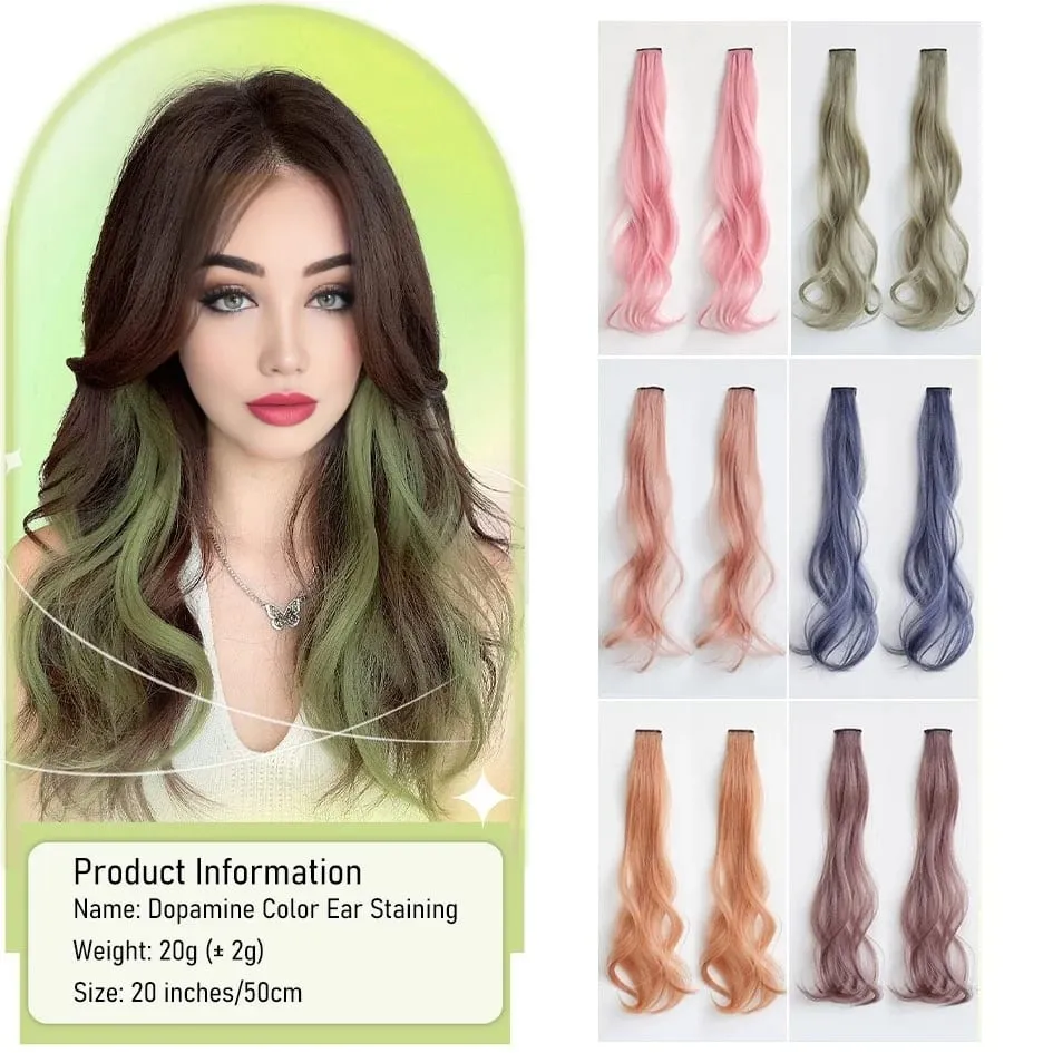 Synthetic 2 Pieces/Set 50cm Colored Curly Hair Extensions Water Wave Pink/Blue/Purple Halloween/Christmas Wig