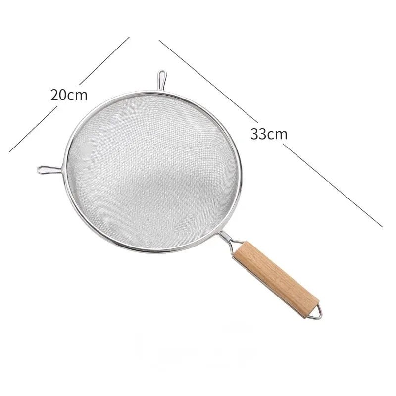 1-3pcs Wooden Handle Flour Sifter And Strainer Fine Mesh Stainless Steel for Home Baking Cooking Juice And Powder Filtering — image 12