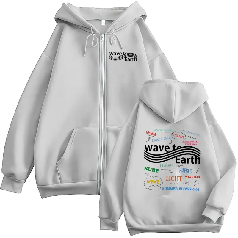 Korean Band Wave To Earth The Pieces Tour 2026 Zipper Hoodies Men Women Clothing Long Sleeve Vintage Oversized Coats Sweatshirt
