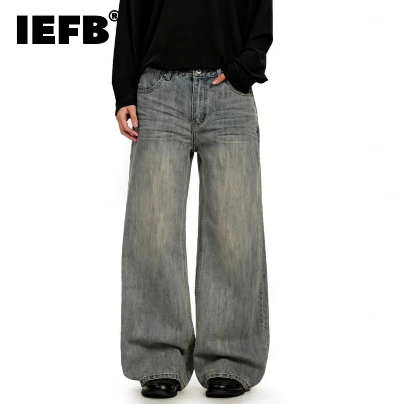 American Retro Minimalist Distressed Washed Men's Jeans Solid Full Length Causal Straight-leg Pants 2026 Spring News 9X1974