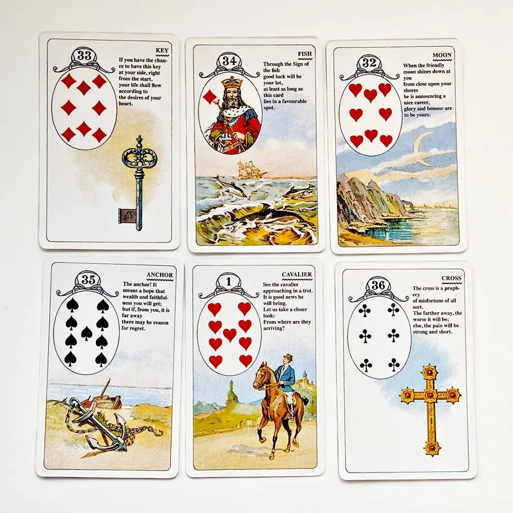 Mlle Lenormand Deck 36 Cards Esoteric Fortune Telling Printed on 350GSM Double-embossed Cardstock - 9*6cm