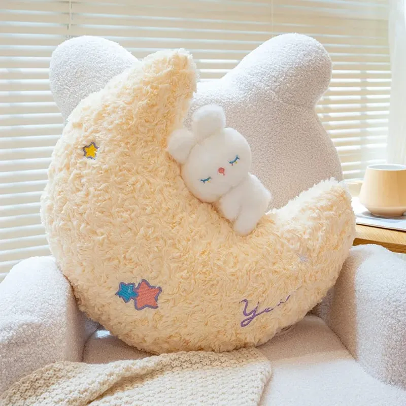 45cm Kawaii Pillow Rabbit Cartoon Star Moon Pillow Cushion Creative Happiness Soft Family Plush Toy Sofa Home Decor Plush Pillow
