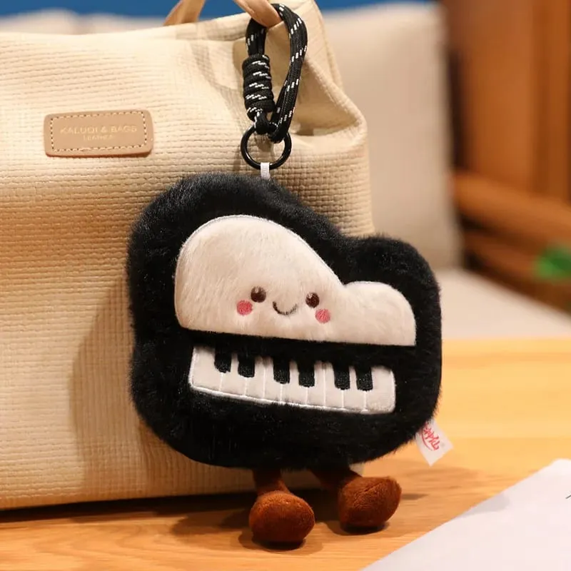 14/16cm Black Piano & White Air Conditioner Plush Pendant Stuffed Humanoid Musical Instrument Keyring Decor for Bag Gift