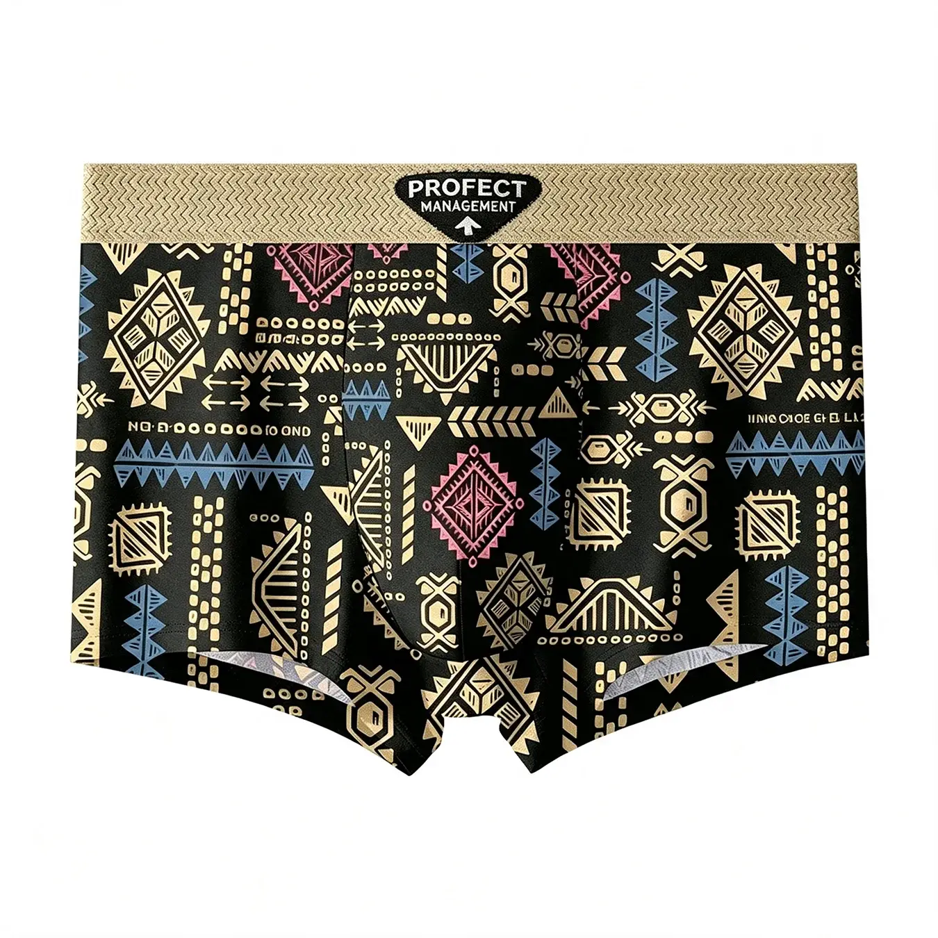 3 pièces/ensemble mode hommes sous-vêtements hommes rétro imprimé géométrique Boxer slips doux respirant taille moyenne sous-vêtements confortables Shorts — image 2