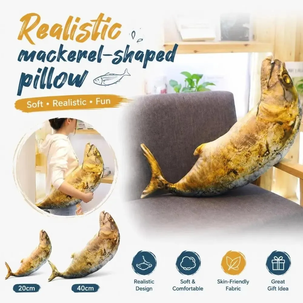 Gifts Realistic Mackerel Plush Pillow Plush Soft Stuffed Fish Plush Toy Mackerel-shaped Cat Toy Sofa Bed Decor