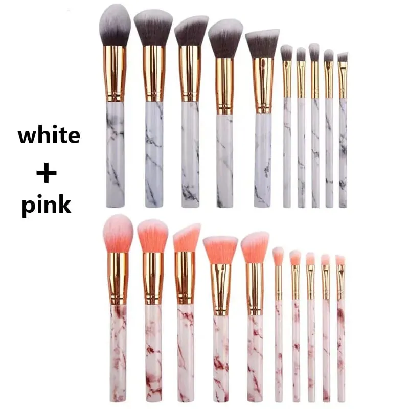 10/20Pc Marbling Handle Makeup Brushes Set Powder Foundation Eyeshadow Lip Blush Make Up Brush Set Professional Beauty Tools Kit
