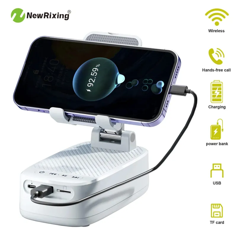 Wireless Phone Holder Portable Speaker Speaker Phone Holder Emergency Power Bank 1800mAh Battery USB Charging Hands-Free