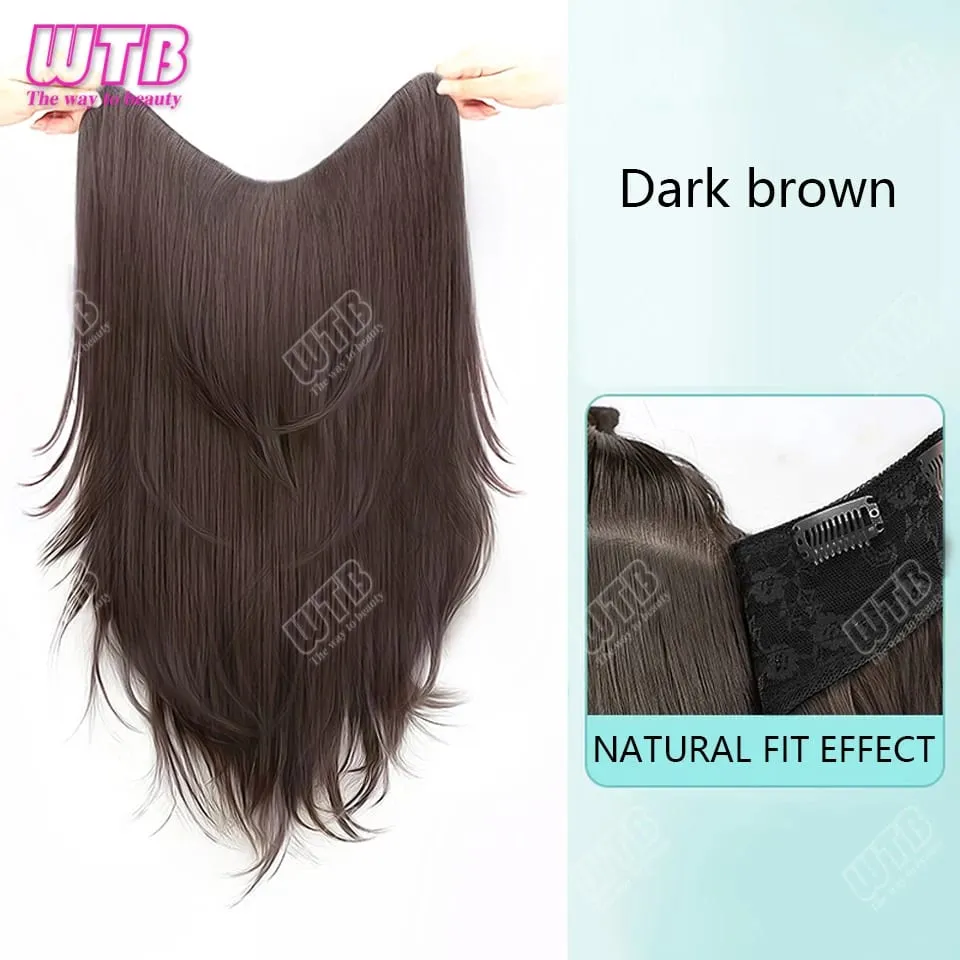 Synthetic Wig female One-piece Straight Wig Layered Extension Hair Wig Korean Fluffy Hair Piece Extension Hair Wig — image 9