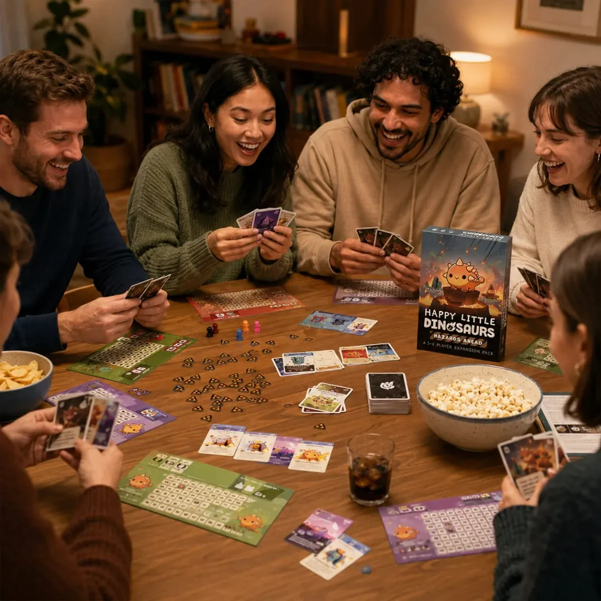 HappyLittle Dinosaurs Card Game Expansion Pack Funny StrategyParty Board GameforFamily Friends Kids and Adults English Version