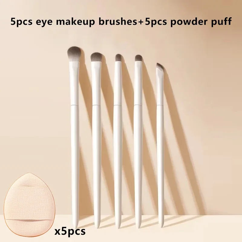5/6/8/10pcs Natural Eye Makeup Brushes Set Detail Eyeshadow Contouring Brush Ultra Soft Blending Eyeliner Brow Brush Makeup Tool