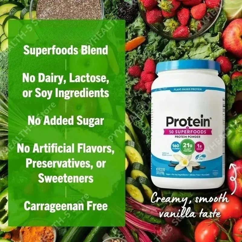 Vegan Protein Powder 21g Plant Based Protein 8g Prebiotic Fiber No Lactose Support Daily Nutritional Health 2.02 Lb