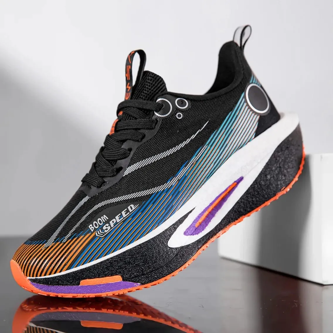 Men Marathon Running Shoes Carbon Plate Sports Sneakers Breathable Lightweight Mesh Comfortable Nonslip Athletic Shoes Unisex