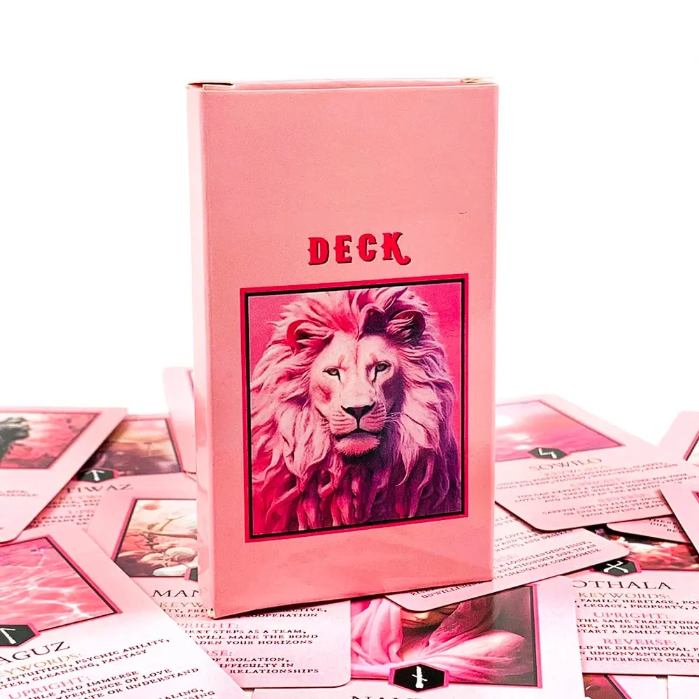 Pink Oracle Cards For Relationship Guidance & Divination - Elder Futhark Rune Meanings Perfect For Collector & Gift Giving