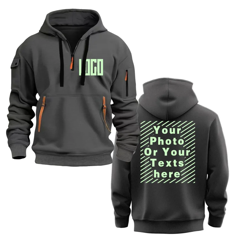Men's and Women's Custom Printed Hoodies Loose Casual Sportswear Zippered Long-sleeved Hoodies with Pockets on the Sleeves