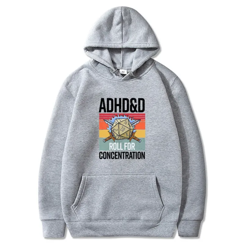 Roll for Concentration 2025 Funny Gamer Dungeons DM RPG Dice Dragon Tops Men Women Cotton Vintage Sweatshirts and Hoodies
