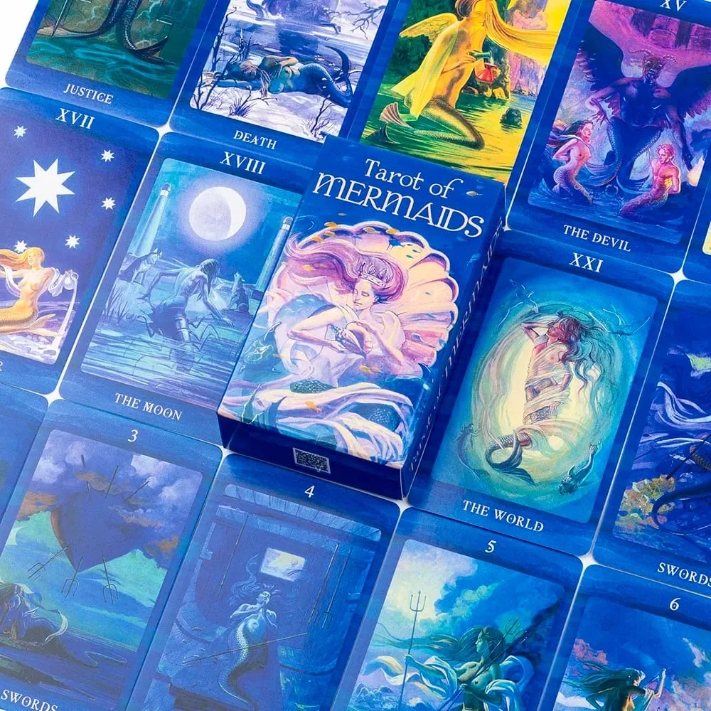 Tarot of Mermaids 78-Card Deck for Board Games - Beautiful Sensual Creatures Ambiguous Charm Compact Size 10.3x6cm