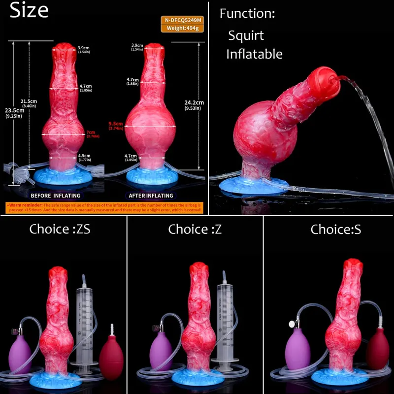 Gode ​​gonflable en Silicone avec nœud d'éjaculation, circonférence réglable, fantaisie, pénis de cheval, jouets sexuels pour adultes, dilatateur Anal