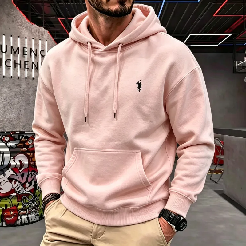 Atasan Golf Bordir Kuda Modis Mewah Musim Gugur-musim Dingin 2026 Lengan Panjang Bertudung Pria Kelas Atas Pakaian Pria Hoodie Kasual — image 9