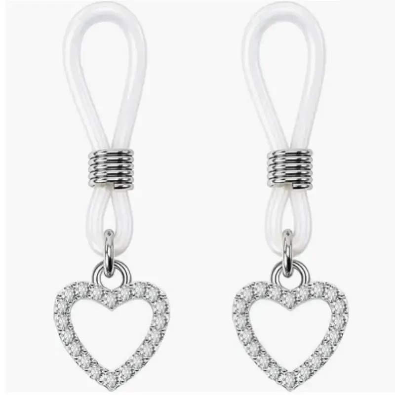New 1Pair Heart Gem Nipple Clamps Small Bell Nipple Stimulator Sexy Adjustable Clitoris Clip Adult Sex Toys For Women