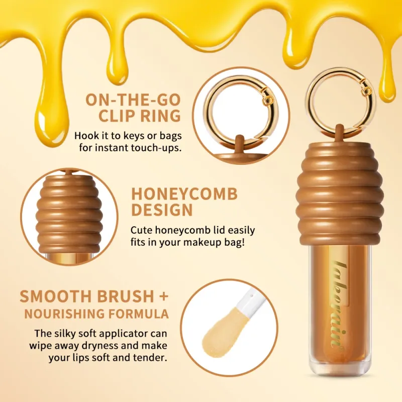 Lakerain Honey Lip Gloss Blank Tekstur Letvægts Ikke-klæbende Langtidsholdbar fugtet Smuk Blank Finish Glat læbemakeup