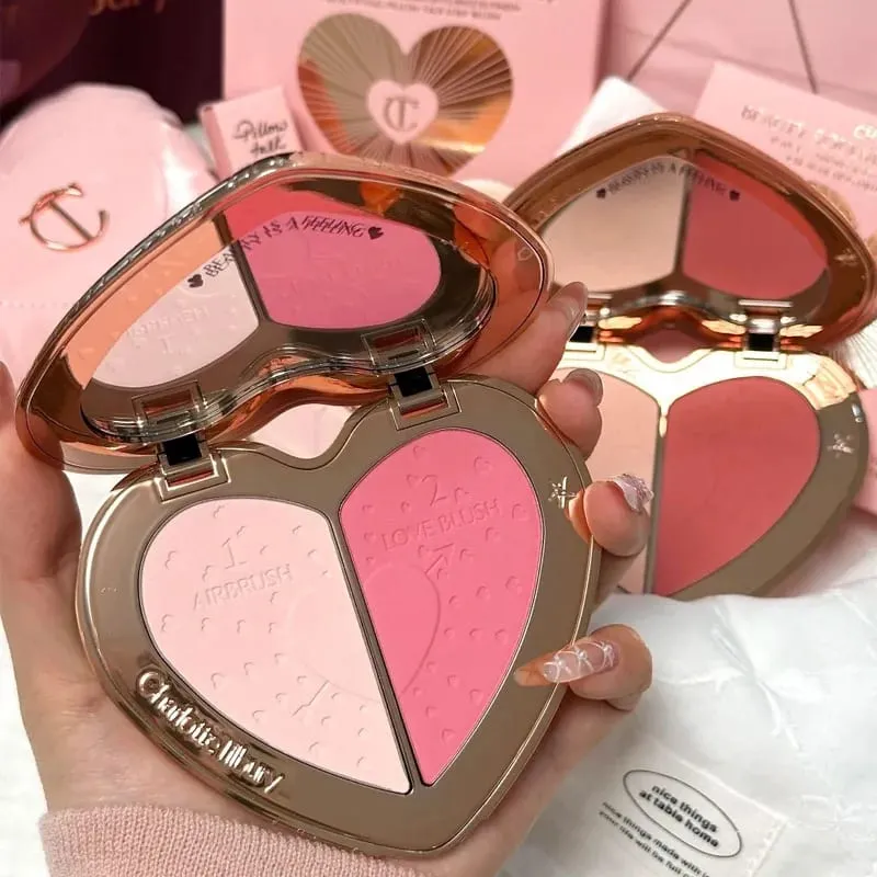 Charlotte Tilbury PILLOW TALK Série Coração Macio Cor Dupla Pó Blush Placa de Cores Código de Cores Quentes Primeiro Amor Sexo em Fogo