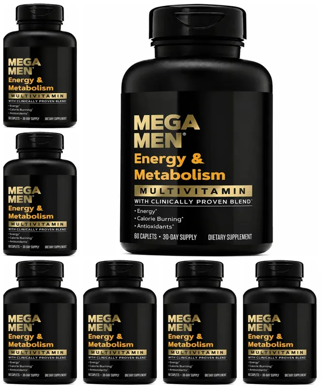 Mega Men Energy & Metabolism Multivitamin Caplets with Lutein Lycopene Zeaxanthin Antioxidants Vitamins Minerals 60 Caplets