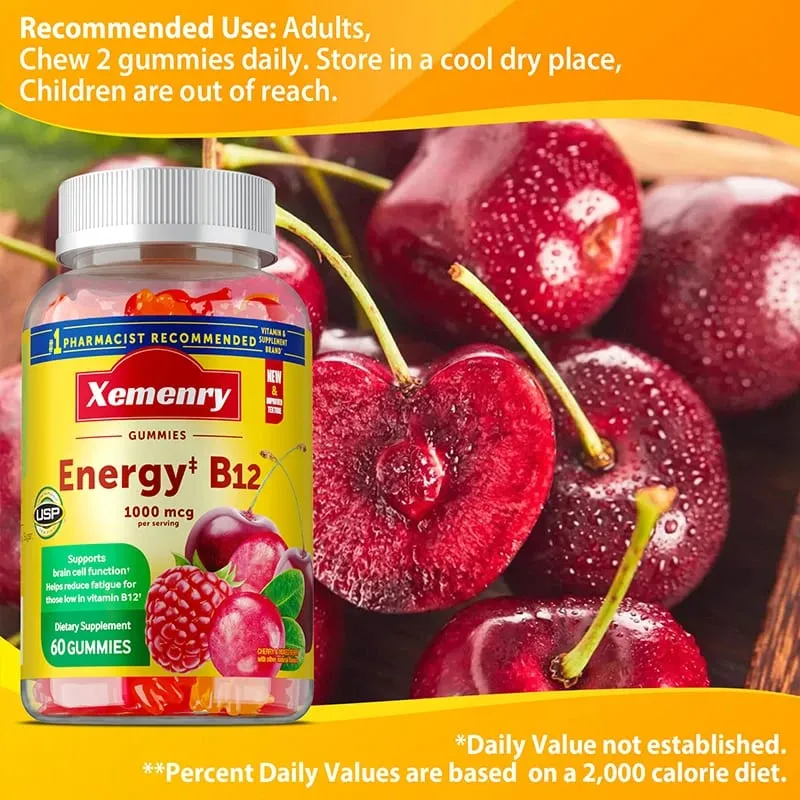 Vitamin B12 Gummies - It Helps Maintain Energy Boosts Metabolism and Supports Bones and The Immune System