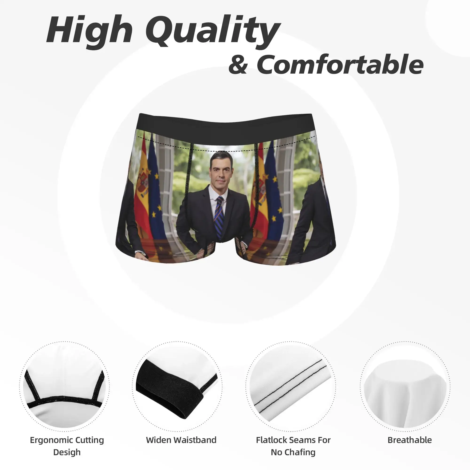 Pedro Sanchez Underwear Printing Trunk Hot Sale Men's Panties Novelty Boxer Brief Birthday Gift