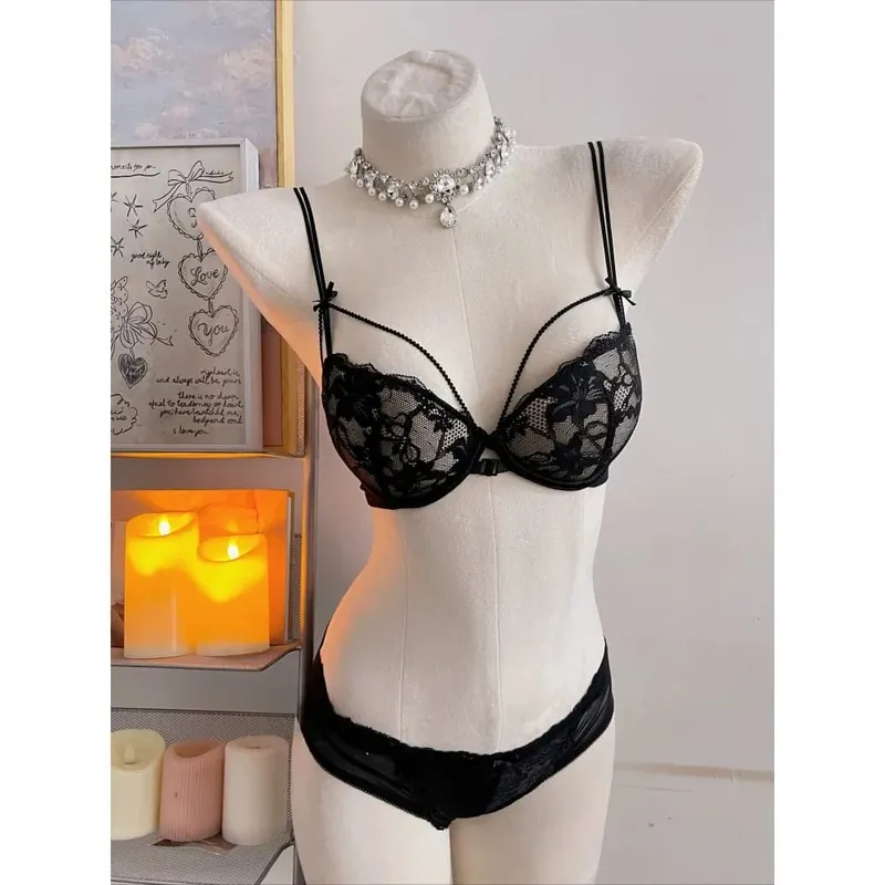 Womens Beauty Back Lace Bra Front Closure Design No Underwire Thin Straps Breathable Lingerie For Small Bust 32-38 Casual Wear