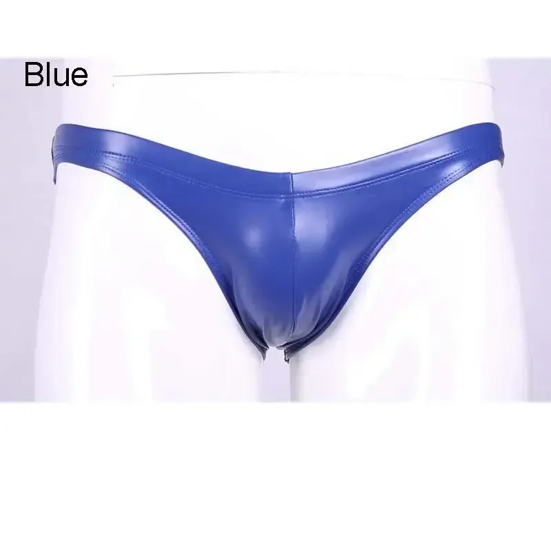Oil Glossy Swimming Briefs PU Lather Elastic Low-rise Buttocks-Lifting Slip Bikini Shirring Crotch Seam Underwear Bathing Shorts