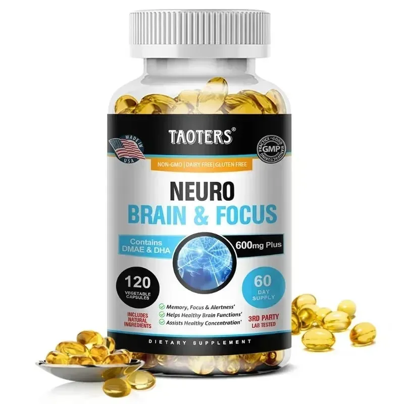 Memory Focus Clarity Energy Brain Supplement – Nootropní Brain Booster Vitamíny DMAE A C D E B1 B2 B3 B5 B6 kapsle