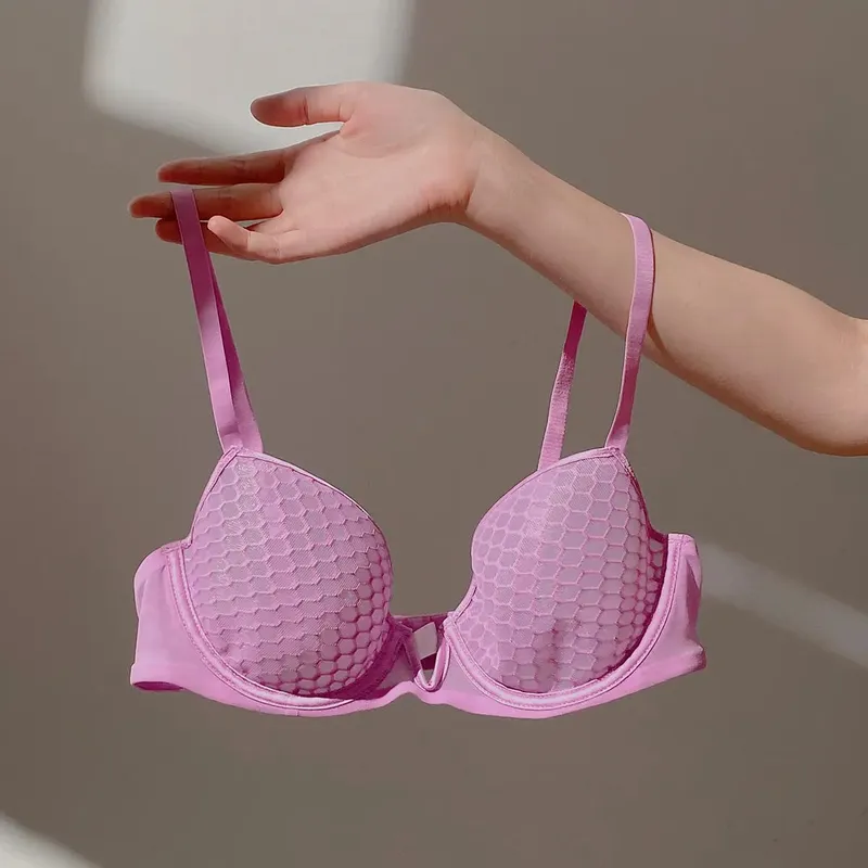 Full Bust Ladies Ultra-Thin Minimizer Bra Set Summer Soft Underwire Side Support Anti-Sagging Comfort Lingerie