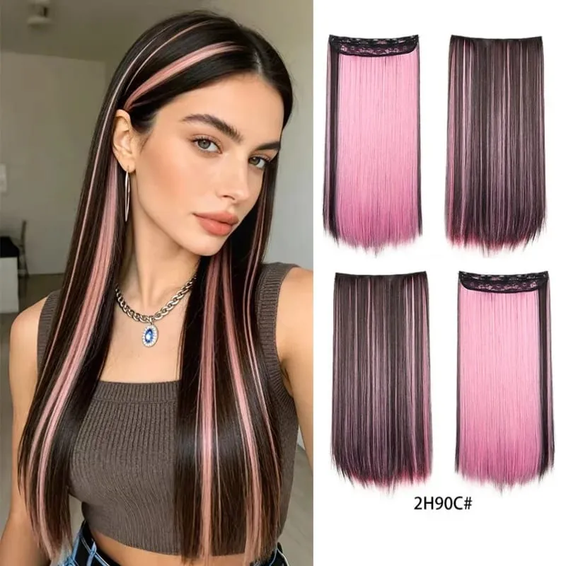 Synthetic 24Inch Long Straihgt Hair Extension Heat-Resistant Fiber Hair Cosplay Hairpieces for Women halloween wig