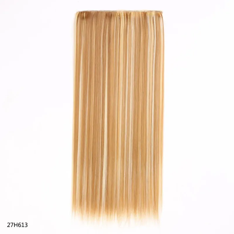 Synthetic 24 Inch Long Straight Clip in Hair Extension Seamless Natural Looking Easy Install Women’s Hairpieces for Daily Wear