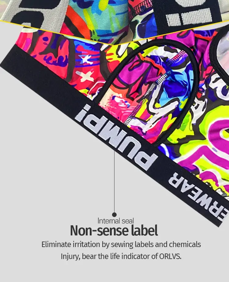 1PCS Men's Cotton Nylon Blend Boxer Briefs All-Over Graffiti Print Wide Elastic Waistband Non-Tight Fashion Sport Underwear