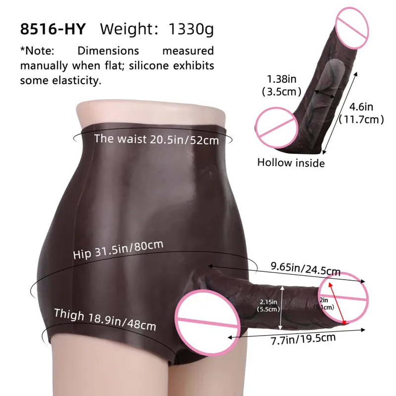 Thick Hollow Dildo Male Strap-On Huge Hollow Dildo Dick Extender Silicone Realistic Large Penis Sex Toy For Couples Sex