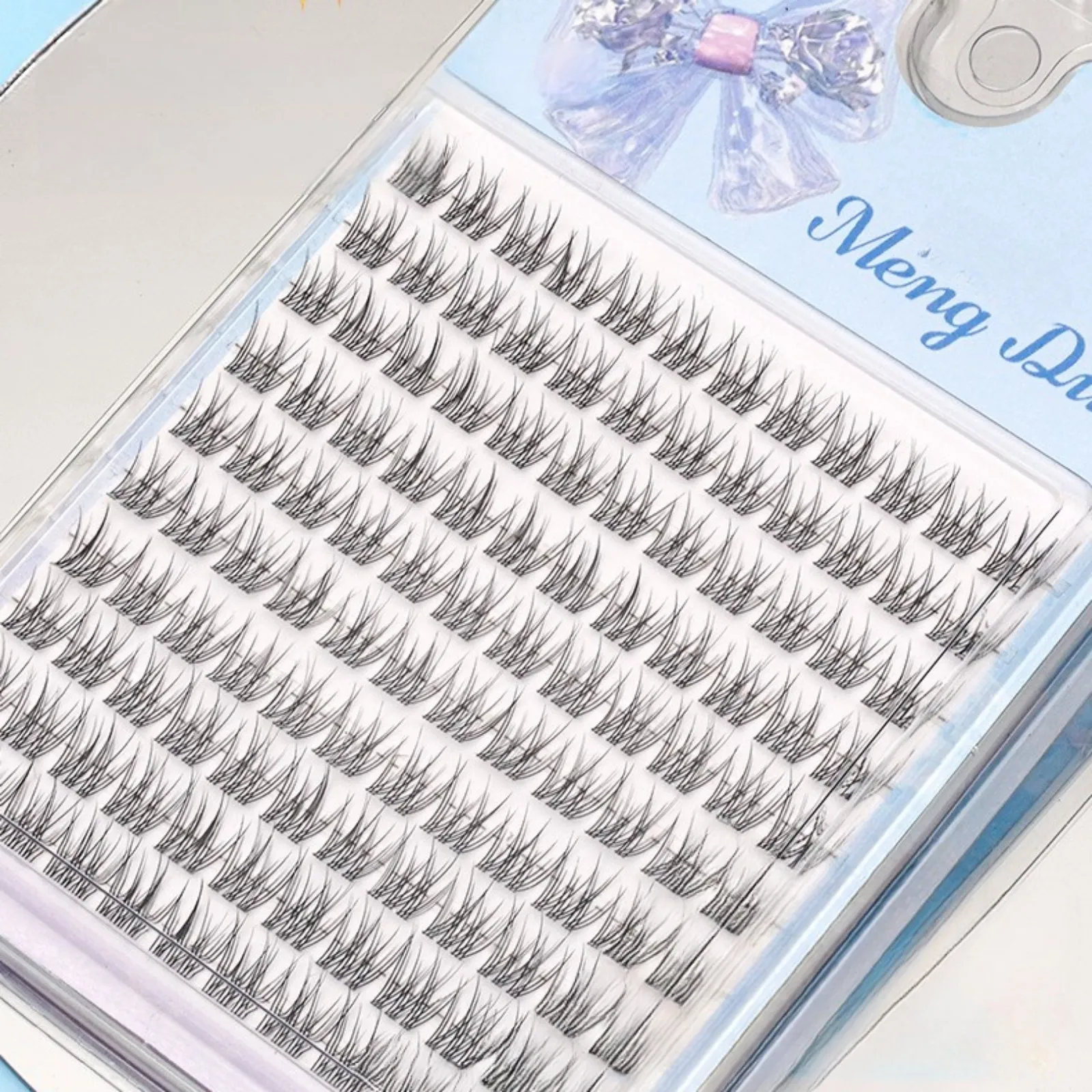 Ultra-Light Natural Long Fish Tail Cluster Lashes Manga Cat Eye Fluffy Extensions Portable Travel Daily Makeup Kit
