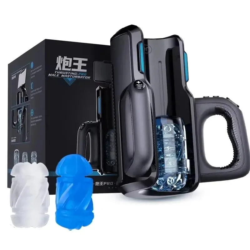 Dual Handles Leten King Sex Machine Electric Thrusting Masturbator Orgasm Adult Toys 2 Soft Sleeve Voice Penis Stimulator