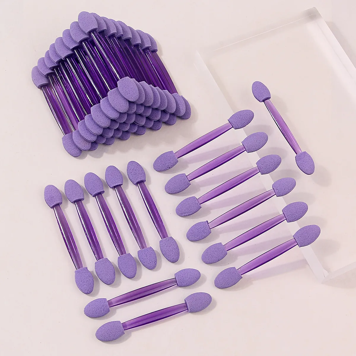 50PCS Double-Ended Eyeshadow Sponge Applicators Purple Disposable Makeup Brushes for Eyeshadow Concealer Nail Art & Eyebrow