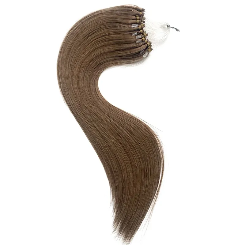 Remy Human Hair Extensions 14-24 Inch Micro Loop Ring Attachment Micro Bead Natural Looking DIY Hair Extension