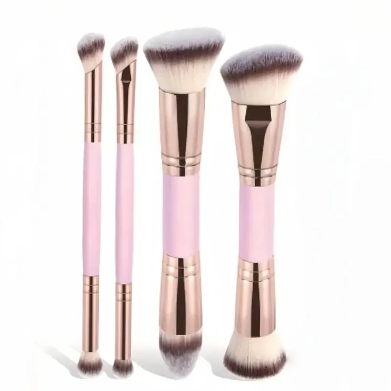 4Pcs Skin-friendly Dual Ended Makeup Brushes Non-irritating Foundation Blush Concealer Powder Cosmetic Brushes